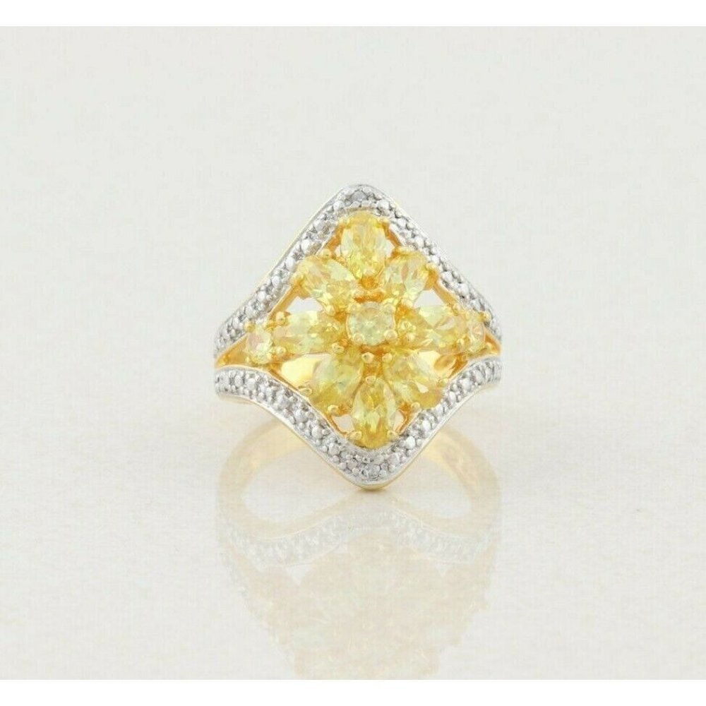 Gold over Sterling Silver Yellow CZ Ring Size 7 1/4